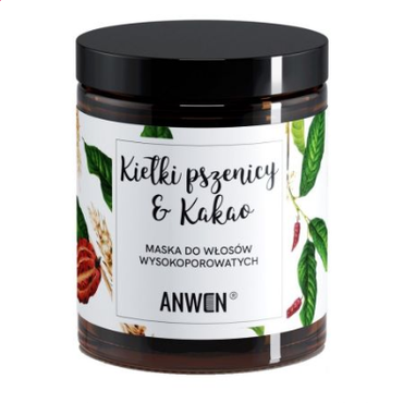 Anwen -  Anwen Maska do włosów wysokoporowatych Kiełki pszenicy i kakao 180 ml