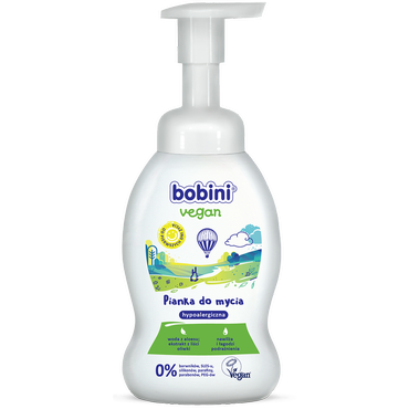 BOBINI -   Bobini Vegan hipoalergiczna pianka do mycia ciała, buzi i rączek dla dzieci, 300 ml